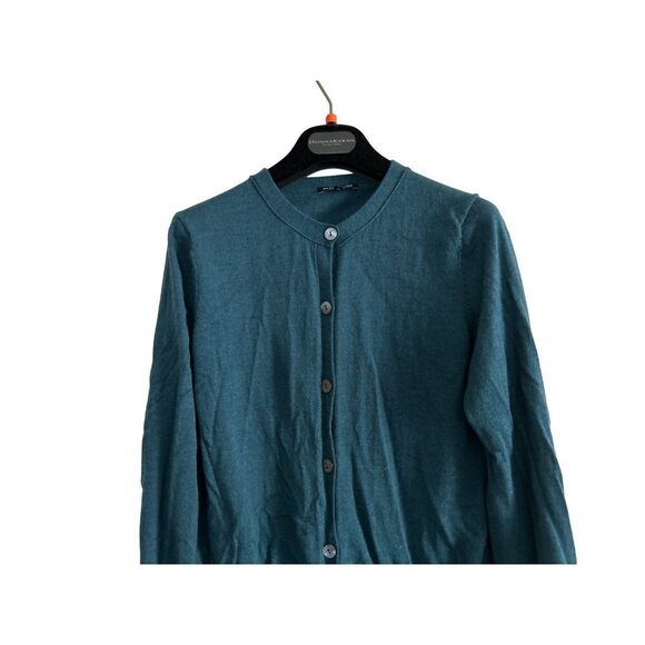 EILEEN FISHER Merino Wool Cardigan Button-down Sweater Green Size XSmall - Picture 3 of 7